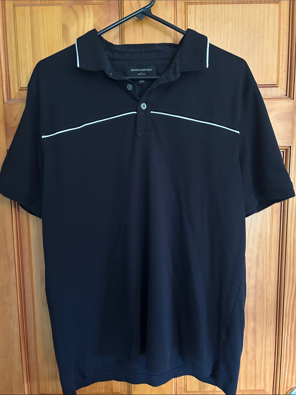 Banana Republic Men’s Black Polo with White Piping